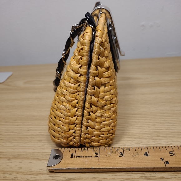 Ann Taylor Woven Wicker Clutch Handbag Natural Black - Picture 9 of 9